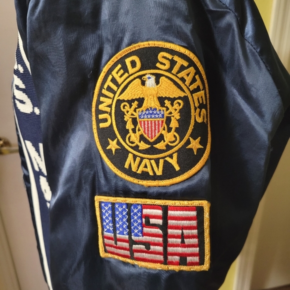 Vintage U.S. Navy Satin Bomber Jacket "Coolest Jacket" Navy Aviator Bomber sz Sm - Picture 8 of 16